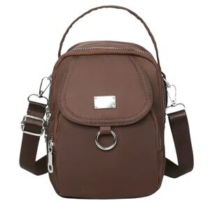 Brown Crossbody Bag with Silver Accents
